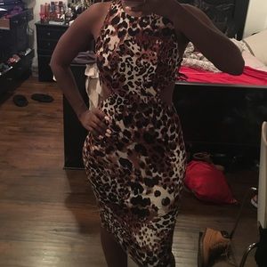Animal print cut out dress