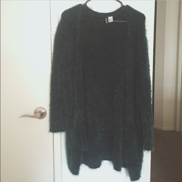 Fuzzy forest green cardigan