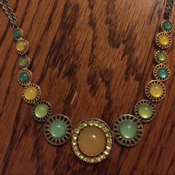 Blue, yellow and green necklace.