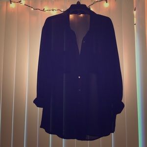 Black sheer long sleeve button up