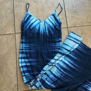 Blue Tie-Die Maxi Dress