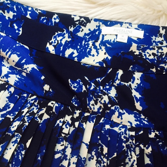 Piperlime Collection Blue Drop Waist Pleated Mini Skirt - Picture 2 of 3