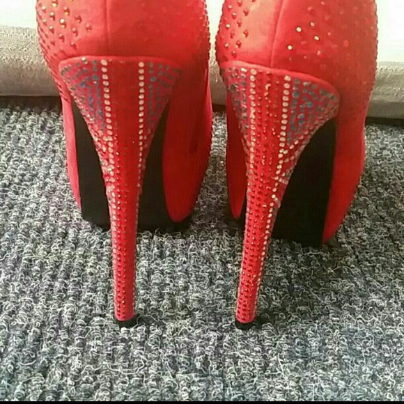 Sold @ letgo Red Rhinestone heel Booties - Picture 4 of 4