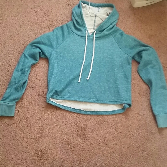 Teal crop top hoodie
