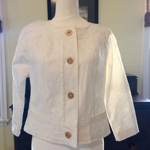 Elliott Lauren White Button Down Jacket.