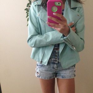 Forever 21 green leather jacket✨