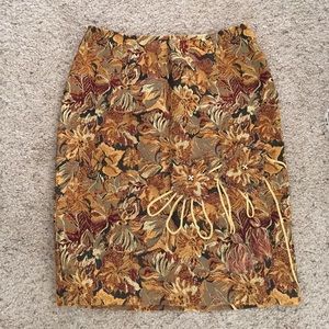 Tailored Pencil Skirt Orange Brown Floral S 4