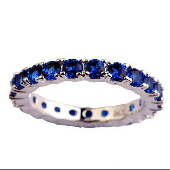 Sapphire Blue CZ band ring.Size 6&10