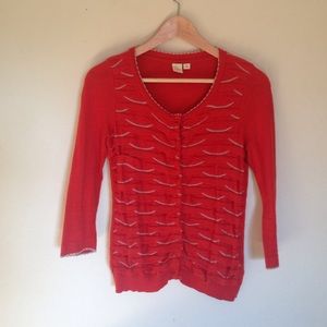 Orange Anthropologie cardigan