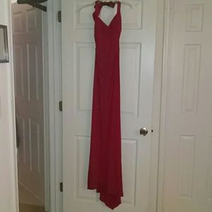 Red Halter Top Evening Gown