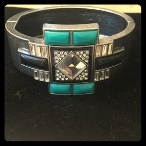 Lia Sophia turquoise stone & crystal bangle