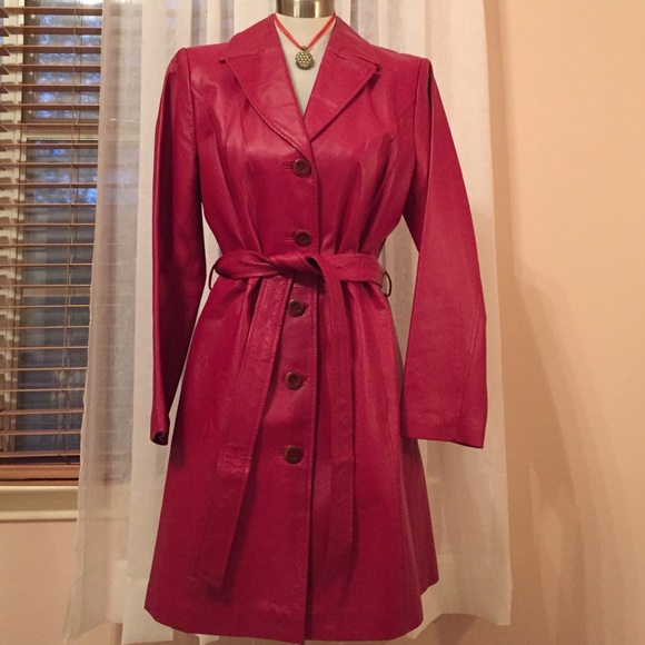 Jackets & Blazers - Genuine red leather coat, size small
