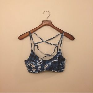 Blue Tie-Dye Bikini Top w/ Cris-Cross Straps
