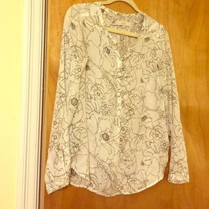 Sheer long-sleeved blouse