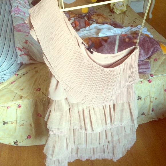 Nude One shoulder Ruffle dress