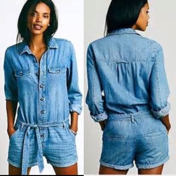 free people denim romper