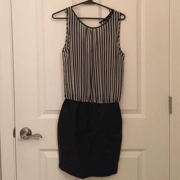 New Zara Stripe Leather Dress S