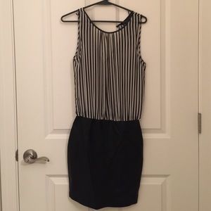 New Zara Stripe Leather Dress S