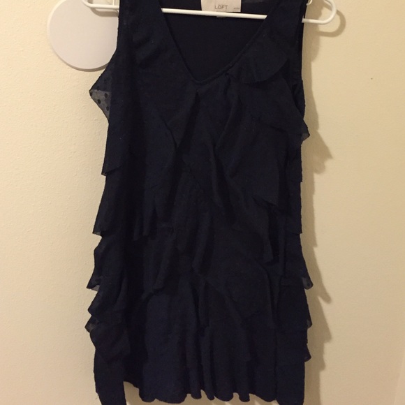 Dark navy Loft ruffled dress