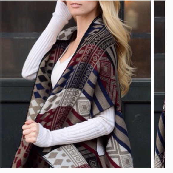 COMMENT FOR REORDER ️SOLD OUT Print Poncho Cape - Picture 3 of 3