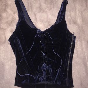 velvet lace up and zip up top