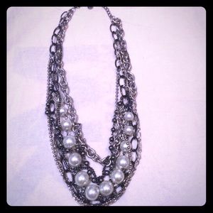 Pearl and chain multi strand necklace