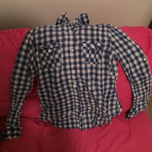 Long sleeve button up shirt.