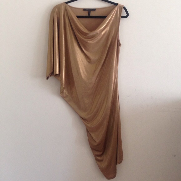 BCBG womens Abrial Draped one shoulder Tunic Dress