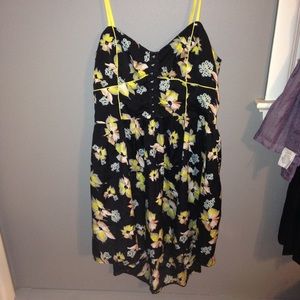 Floral black and yellow summer sun dress
