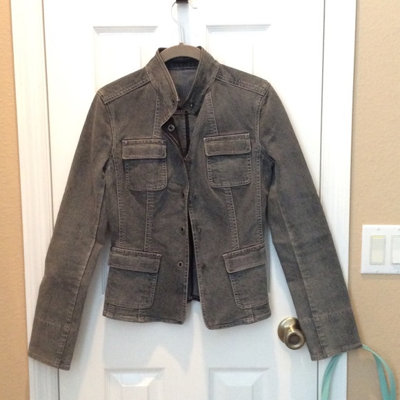 Elie Tahari Fitted Moto Denim Jacket