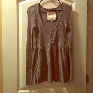 Grey babydoll sweater, A&F, size Medium