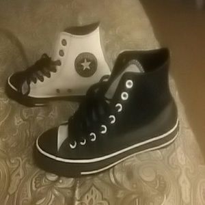 Leather converse two tone