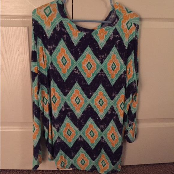 Blue/Navy/Green/Orange tribal blouse-tunic