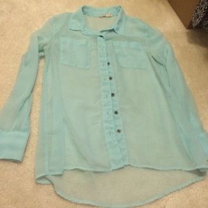 Tiffany Blue Sheer Longsleeve Blouse