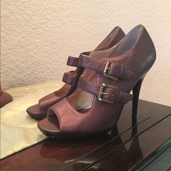 Michael Kors bronze strappy heels