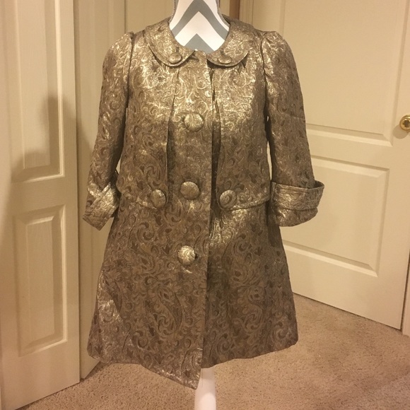Forever 21 Metallic 3/4 Sleeve A-Line Coat M