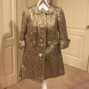Forever 21 Metallic 3/4 Sleeve A-Line Coat M