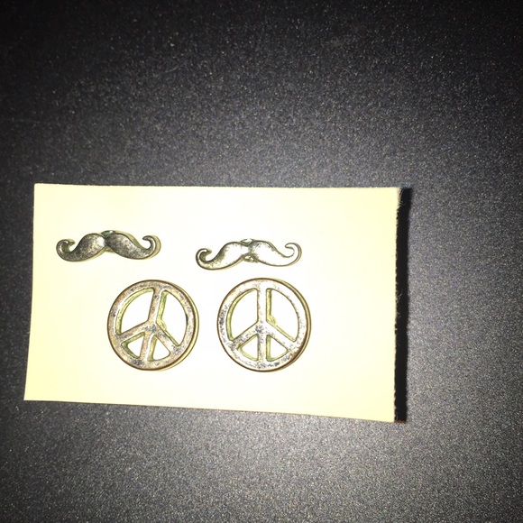 Peace and Mustache Earrings