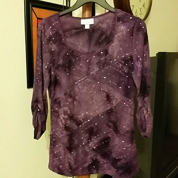 DRESSBARN Purple Sequins Longsleeve top. Size M.