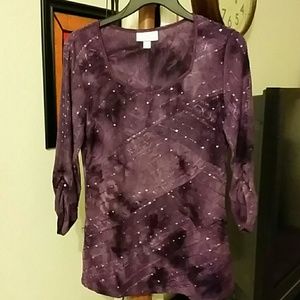 DRESSBARN Purple Sequins Longsleeve top. Size M.