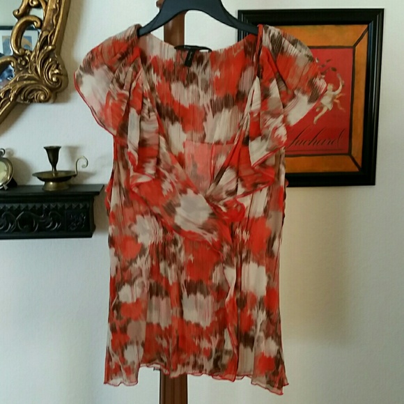 BCBG Orange Colorful Sleeveless top. Size Large.