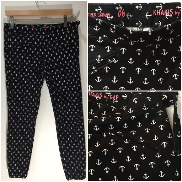GAP Super Skinny Khakis Pants Anchor Print size 6R