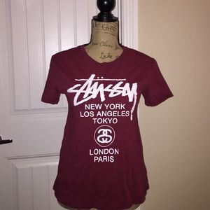 Burgundy stussy shirt