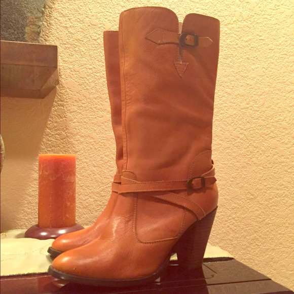 Tan leather boots