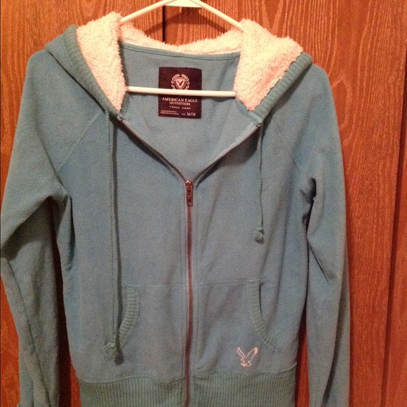 American Eagle Light Green Hoodie Jacket size M