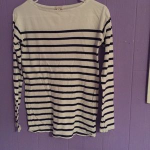 Boat Neck Navy and White Striped Tee