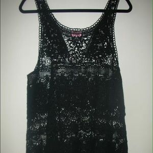 Free people black crochet  sleeveless