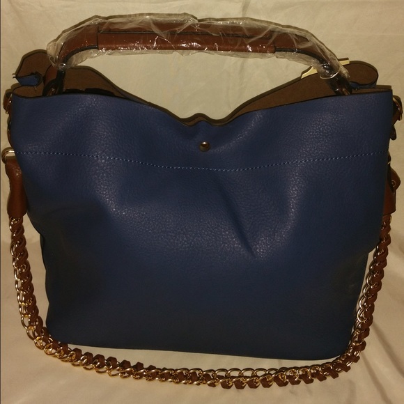 Blue and brown satchel - Picture 2 of 2