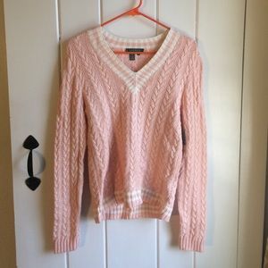 NWT Ralph Lauren Pink and White Preppy Sweater S