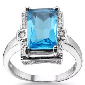Gorgeous aquamarine sterling silver ring 7